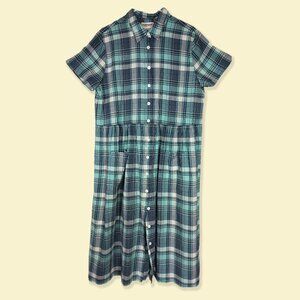 Serengeti 100% Cotton Plaid Shirt Dress, Button-down Size XL